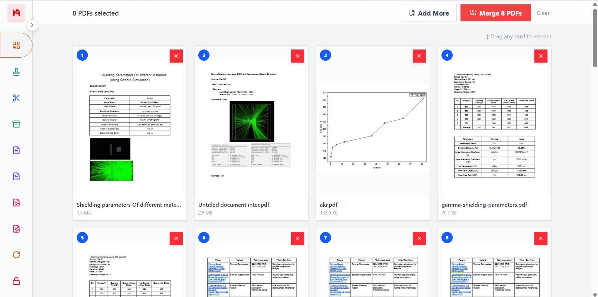 Reorder PDF files before merging them online