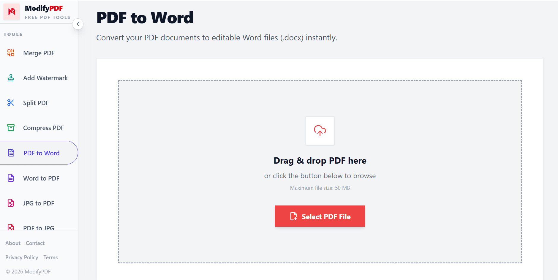 Upload a PDF file to convert it into an editable Word document
