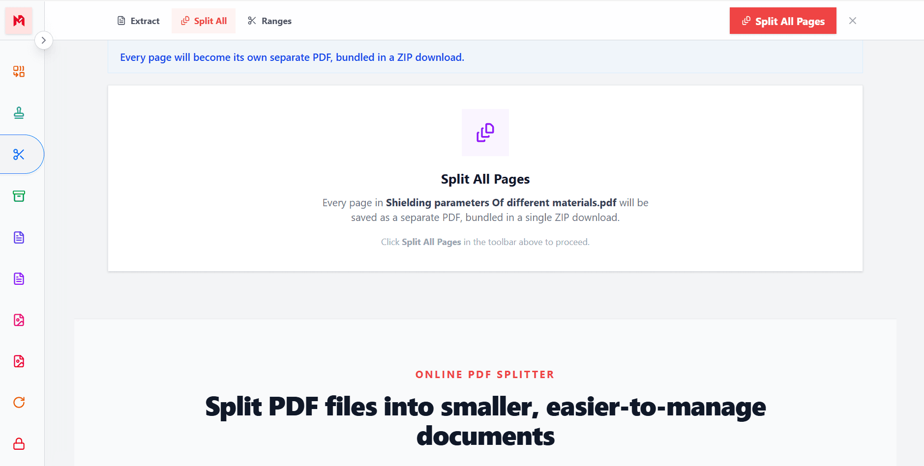 Split every page of a PDF into its own separate PDF file
