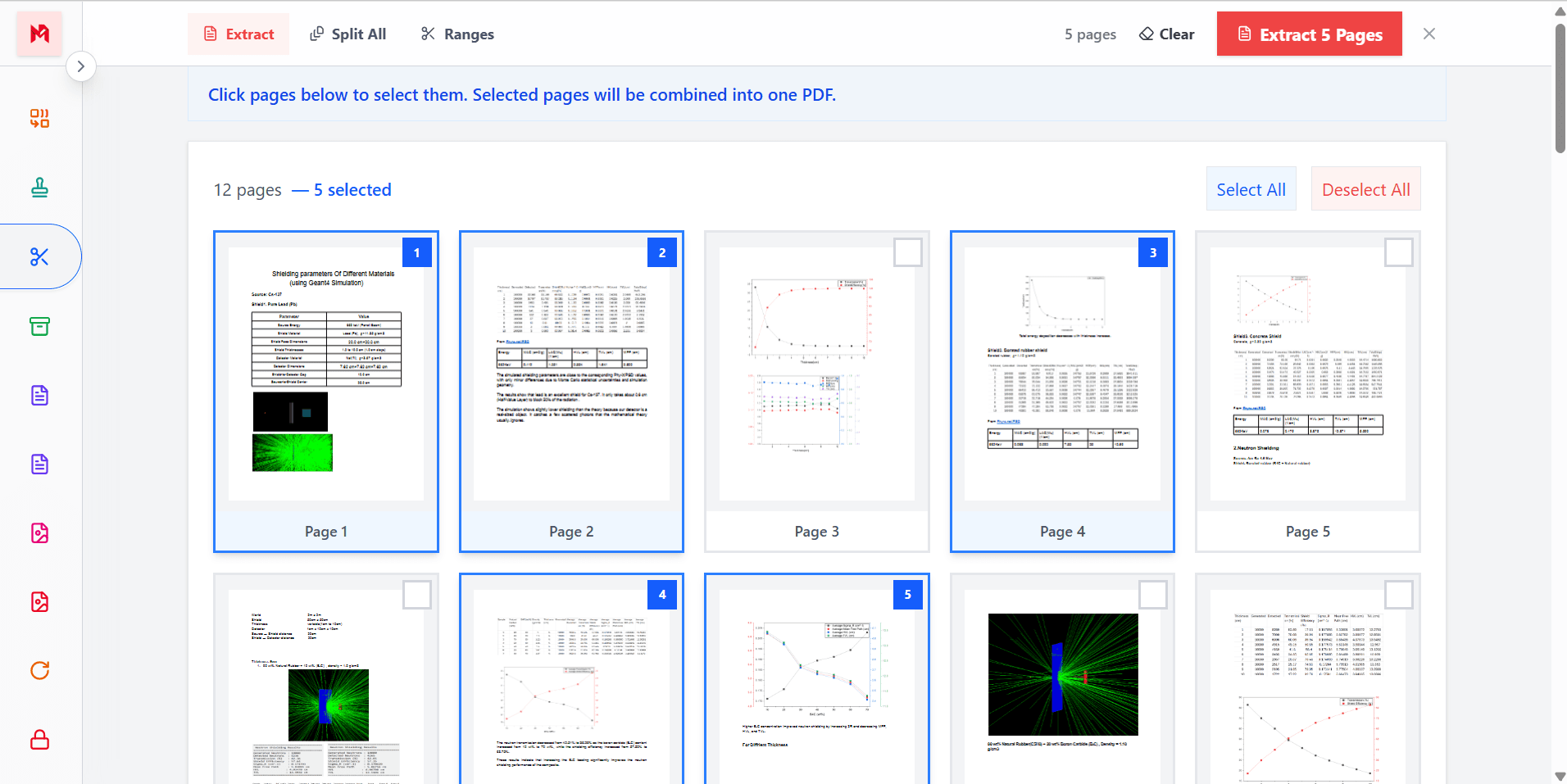 Extract selected pages from a PDF into a single new file